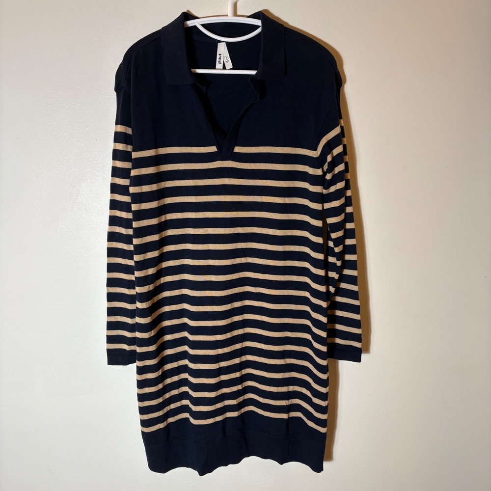 Pact Organic Cotton Classic Fine Knit‎ Collared Sweater Dress Size Medium